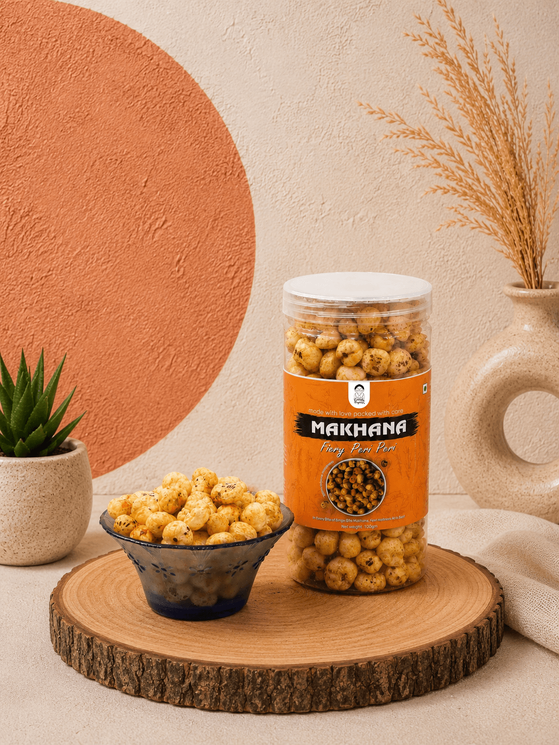 Fiery Peri Peri Roasted Makhana | Namkeen Snacks & Snacks | Healthy Snack | Cholesterol Free | Gluten Free | Rich In Protein Fiber | Roasted in Olive Oil - 70g Jar