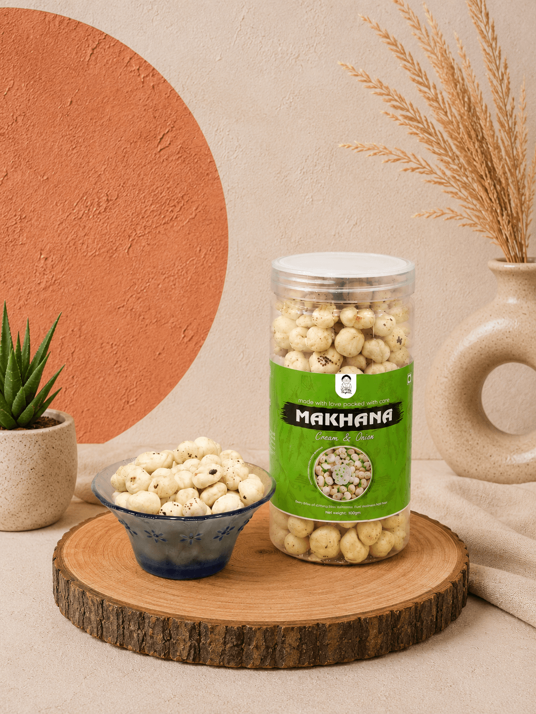 Cream & Onion Roasted Makhana | Namkeen Snacks & Snacks | Healthy Snack | Cholesterol Free | Gluten Free | Rich In Protein Fiber | Roasted in Olive Oil - 70g Jar