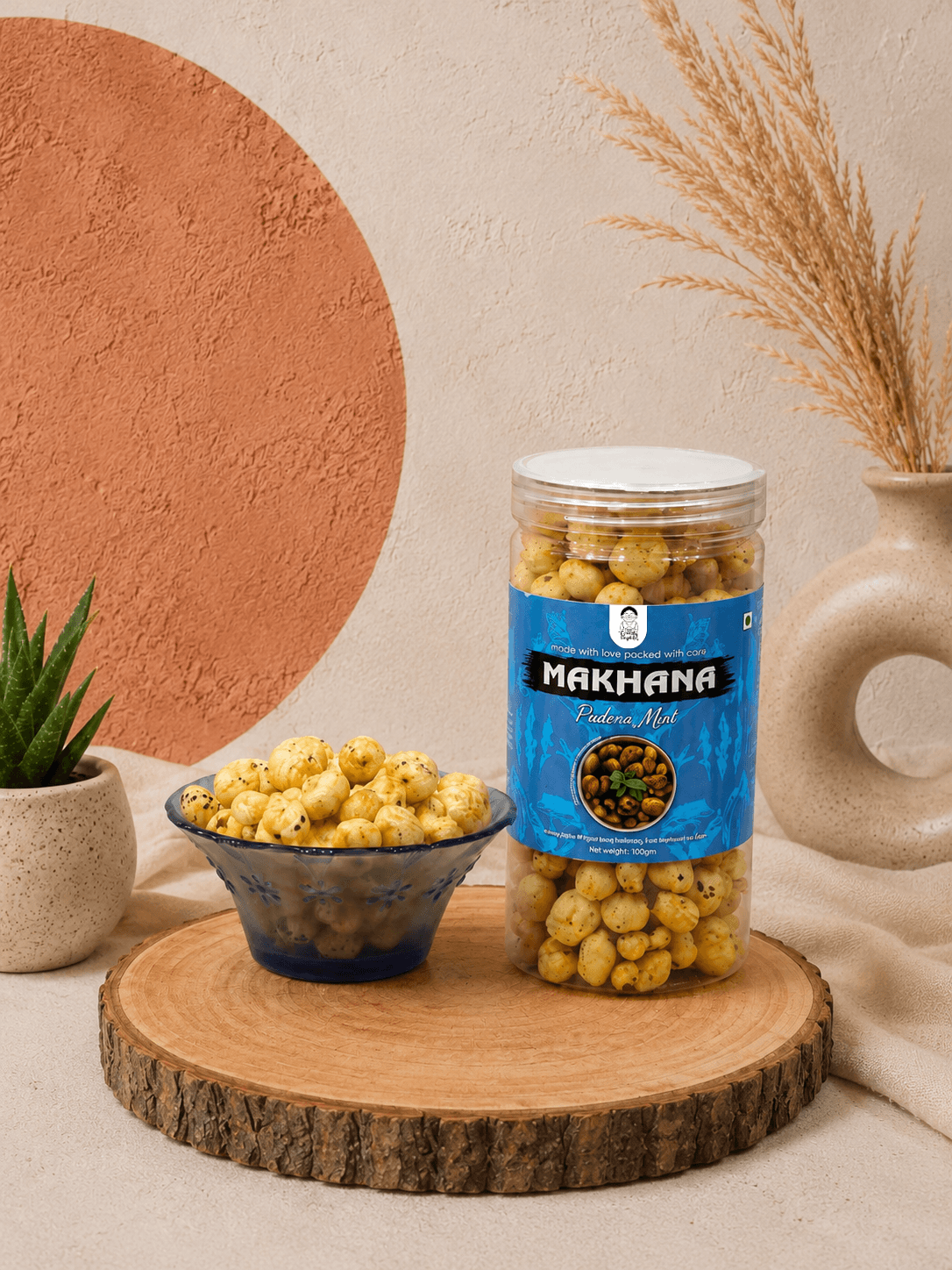 Pudeena Mint Roasted Makhana | Namkeen Snacks & Snacks | Healthy Snack | Cholesterol Free | Gluten Free | Rich In Protein Fiber | Roasted in Olive Oil - 70g Jar